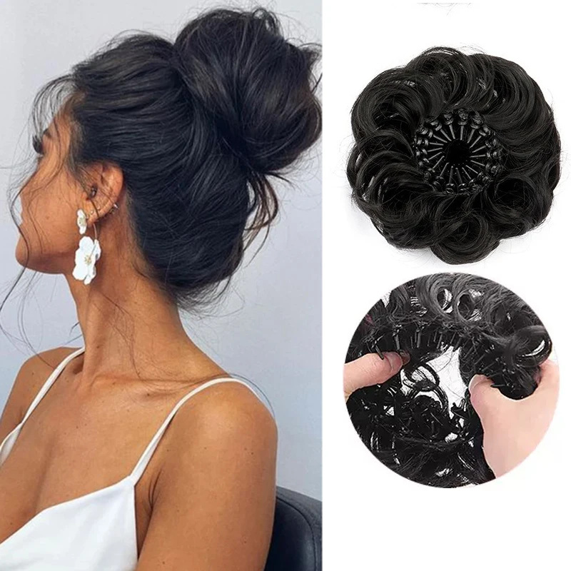 

Синтетические волосы для наращивания, грязные вьющиеся резинки для волос, шиньоны, синтетический шиньон, пончик, прическа, кусочки волос для женщин