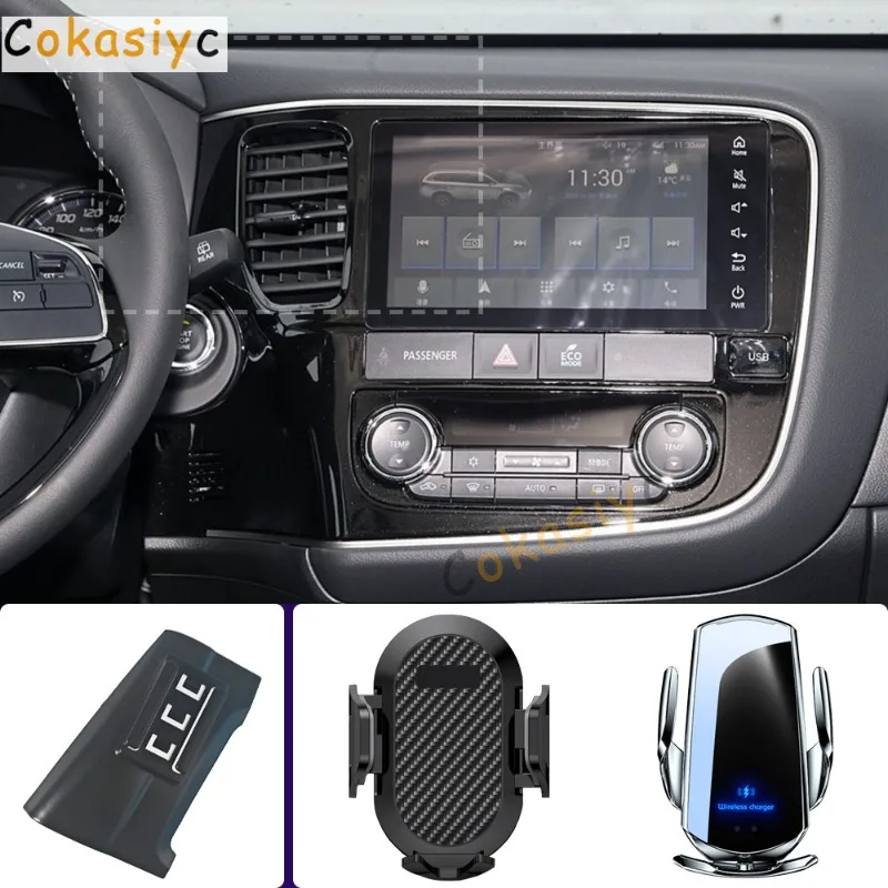 Suporte de telefone para carro, para mitsubishi outlander 2016-2021, suporte para celular, carregamento sem fio, base fixa especial, acessórios