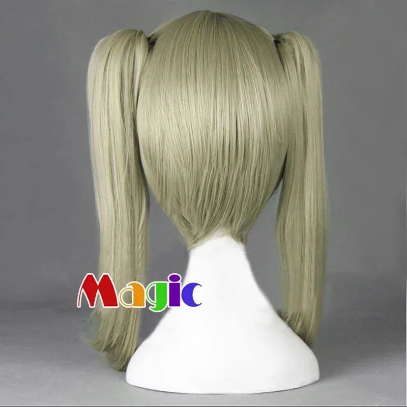 

asdh8@High Quality Anime Maka Albarn Linen Brown Cosplay Wigs With 2 Ponytail Clips Heat Resistant Synthetic Hair Wig + Wig CapC