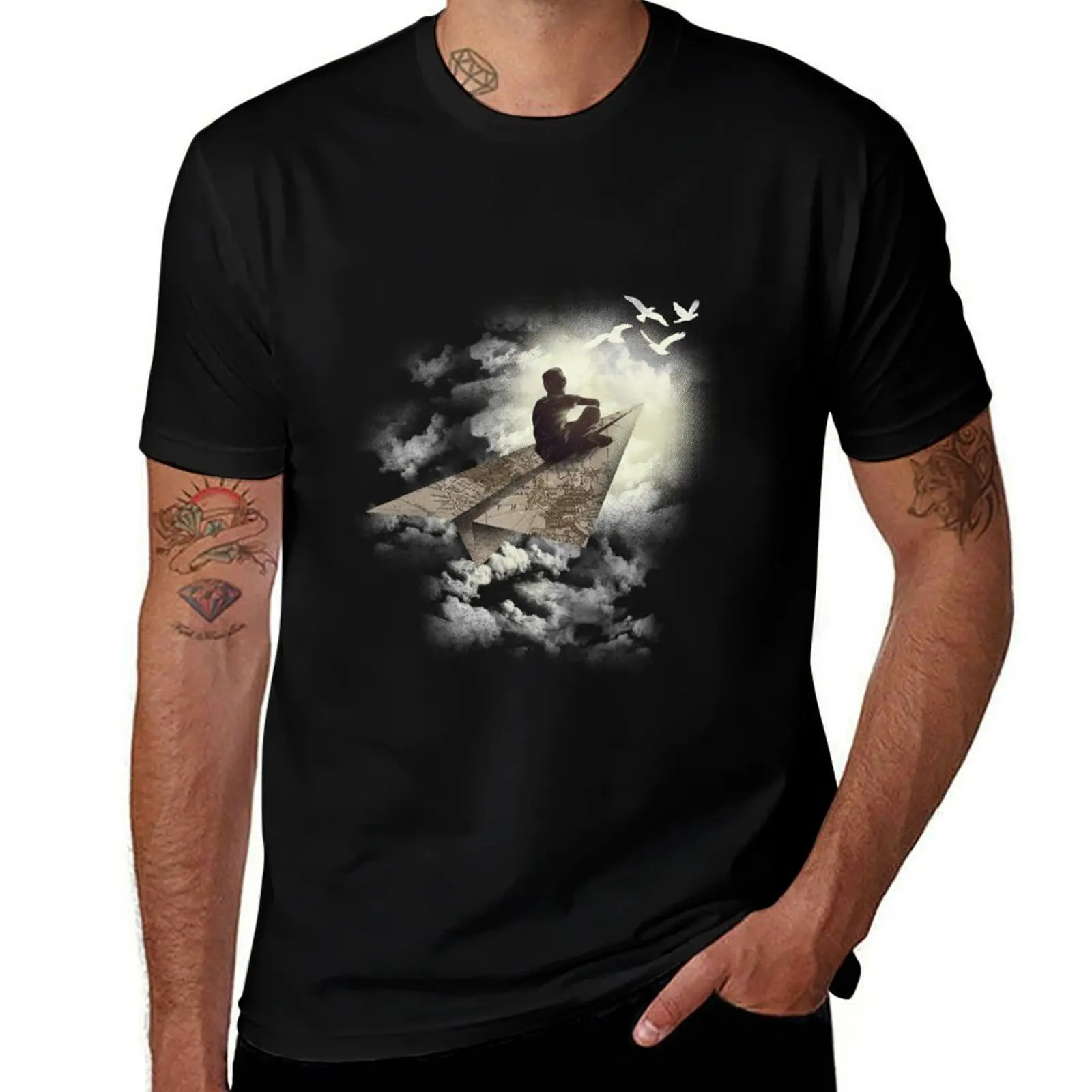 Paper Aeroplane T-Shirt Basic Regular Fit Casual T-Shirt