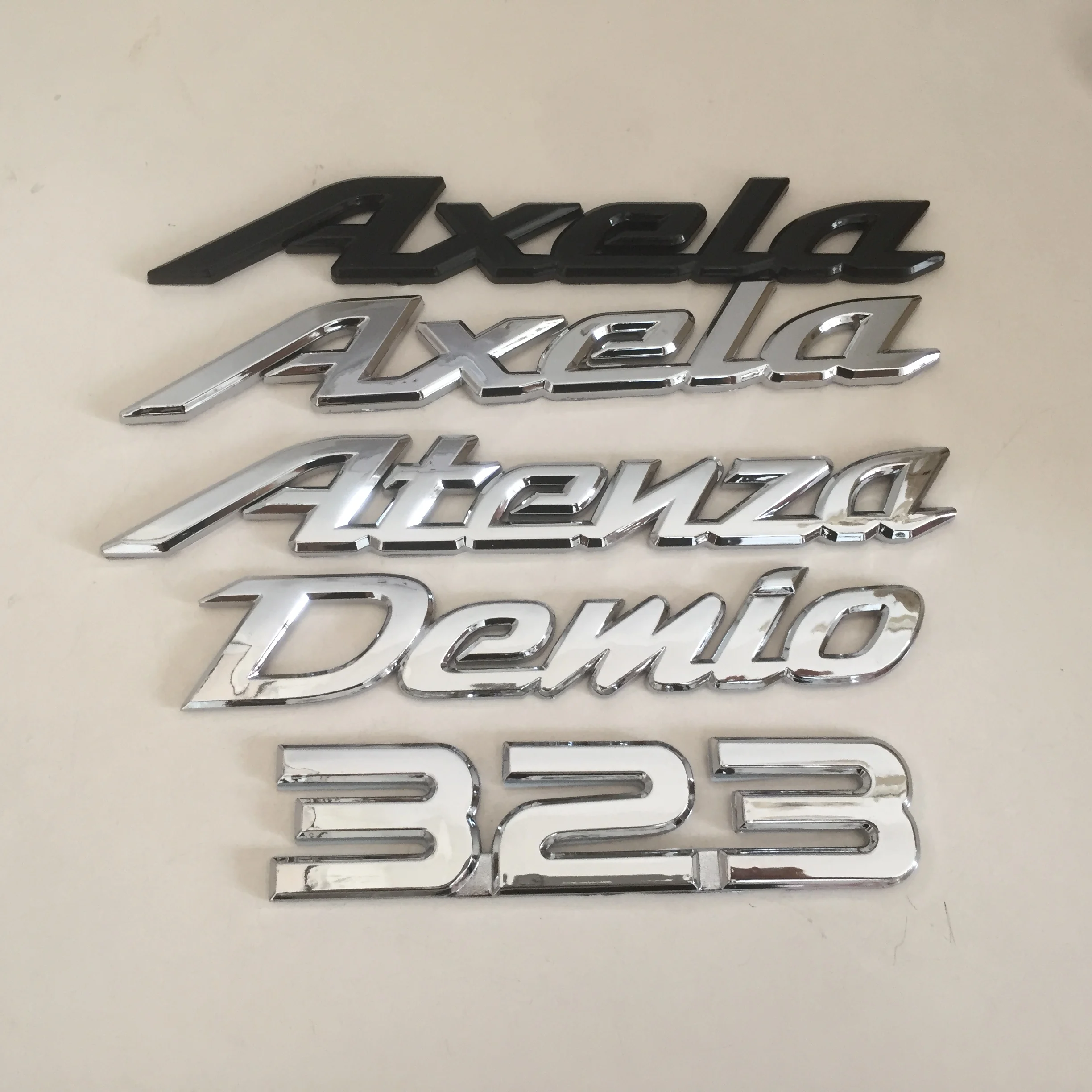 1pcs 3D ABS Demio 323 Axela Atenza car Letter Emblem Rear tail trunk Decals badge sticker Decal styling auto Accessories