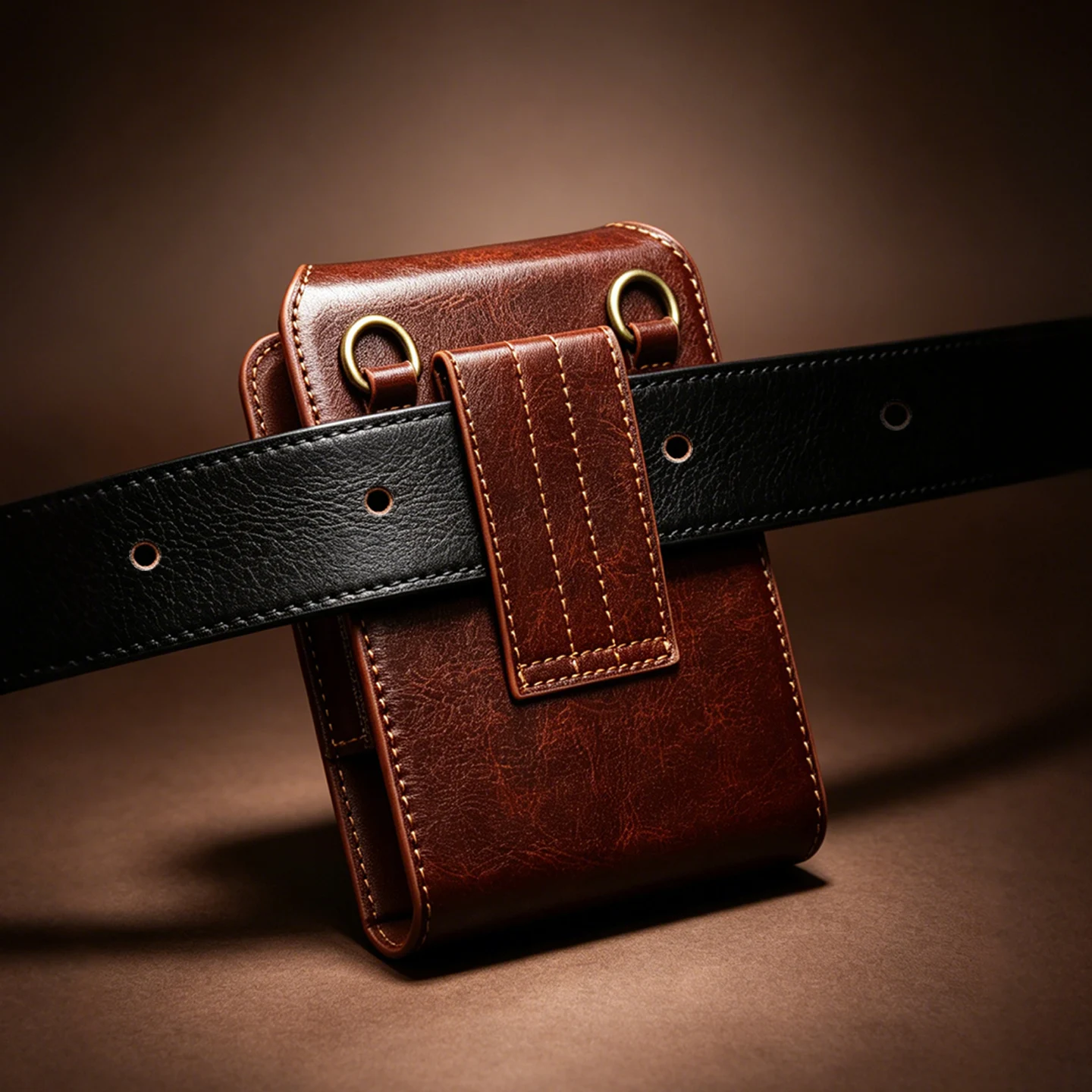 QIALINO Genuine Leather Waist Bag Case For Apple iPhone Duo Natural Cowhide Crossbody Lanyard Card Solt Wallet Cover