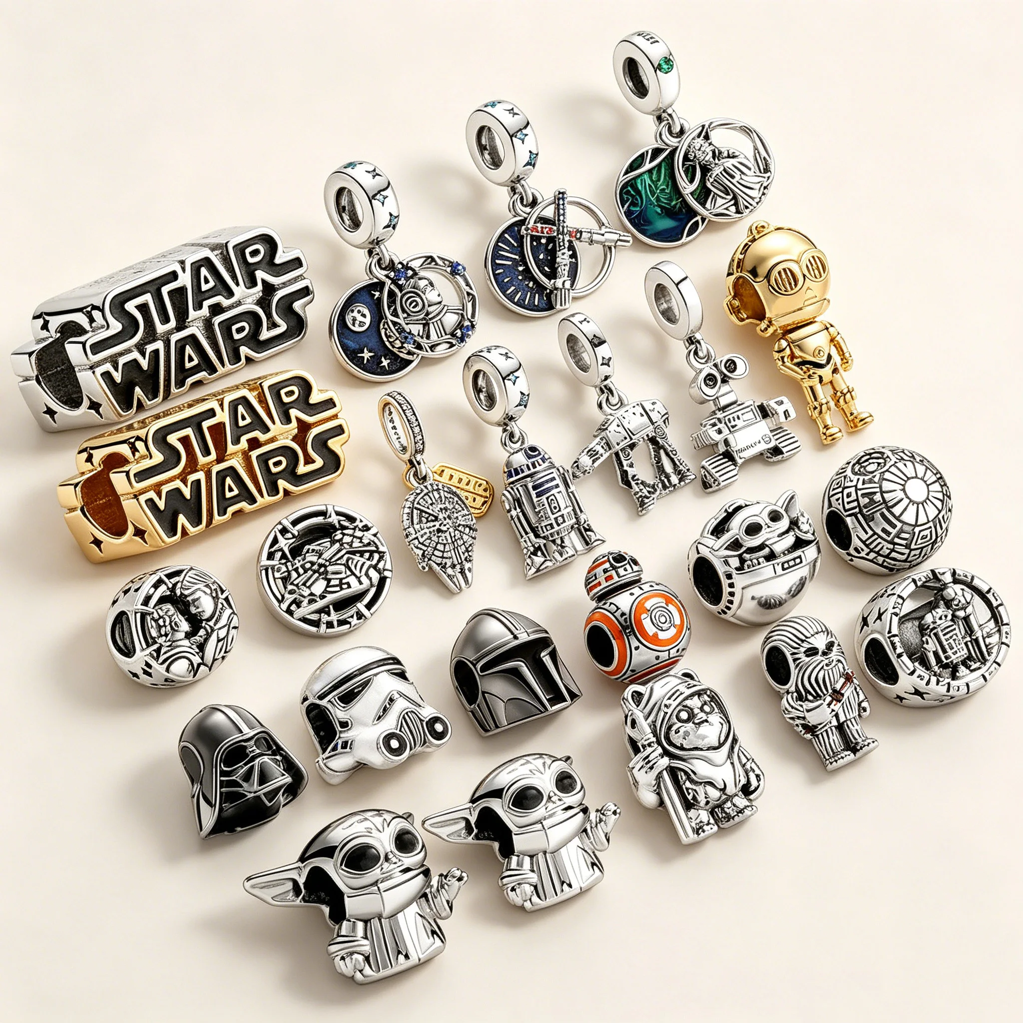 New Hot Selling Space War Mandalorian Charm Bead fit European Original Silver Bracelet DIY Jewelry Gift Accessories for Women