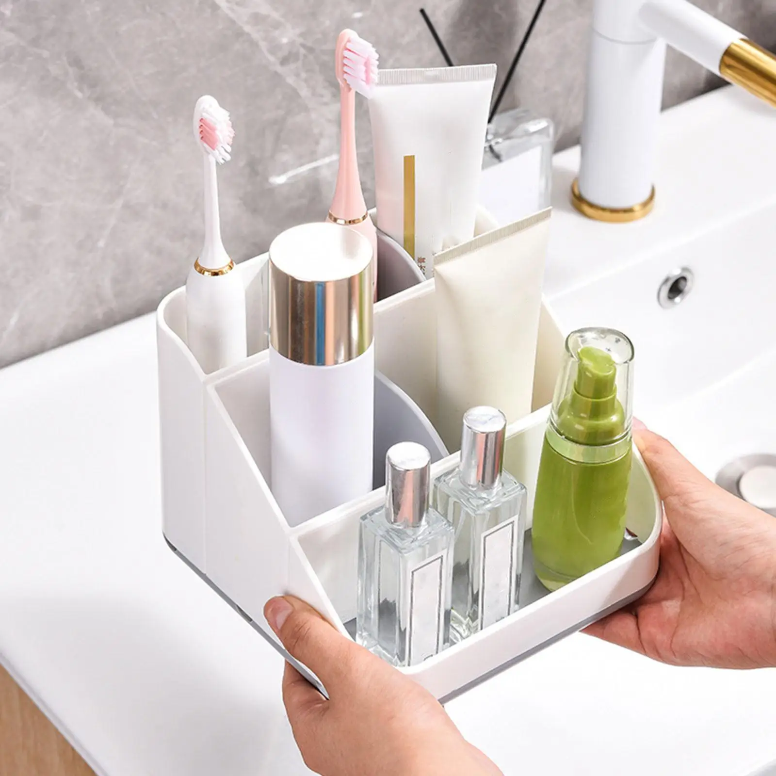 

Makeup Storage Box Container Multifunctional Brush Lipstick Holder Vanity Storage Bin for Dresser Cabinet Home Bathroom Sundries