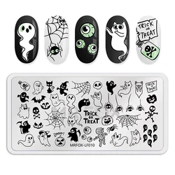 1PCS Halloween Nail Stamping Plates Rectangle Template Stencils Nail Art Stamp Image Plate Manicure Nail Print Tools