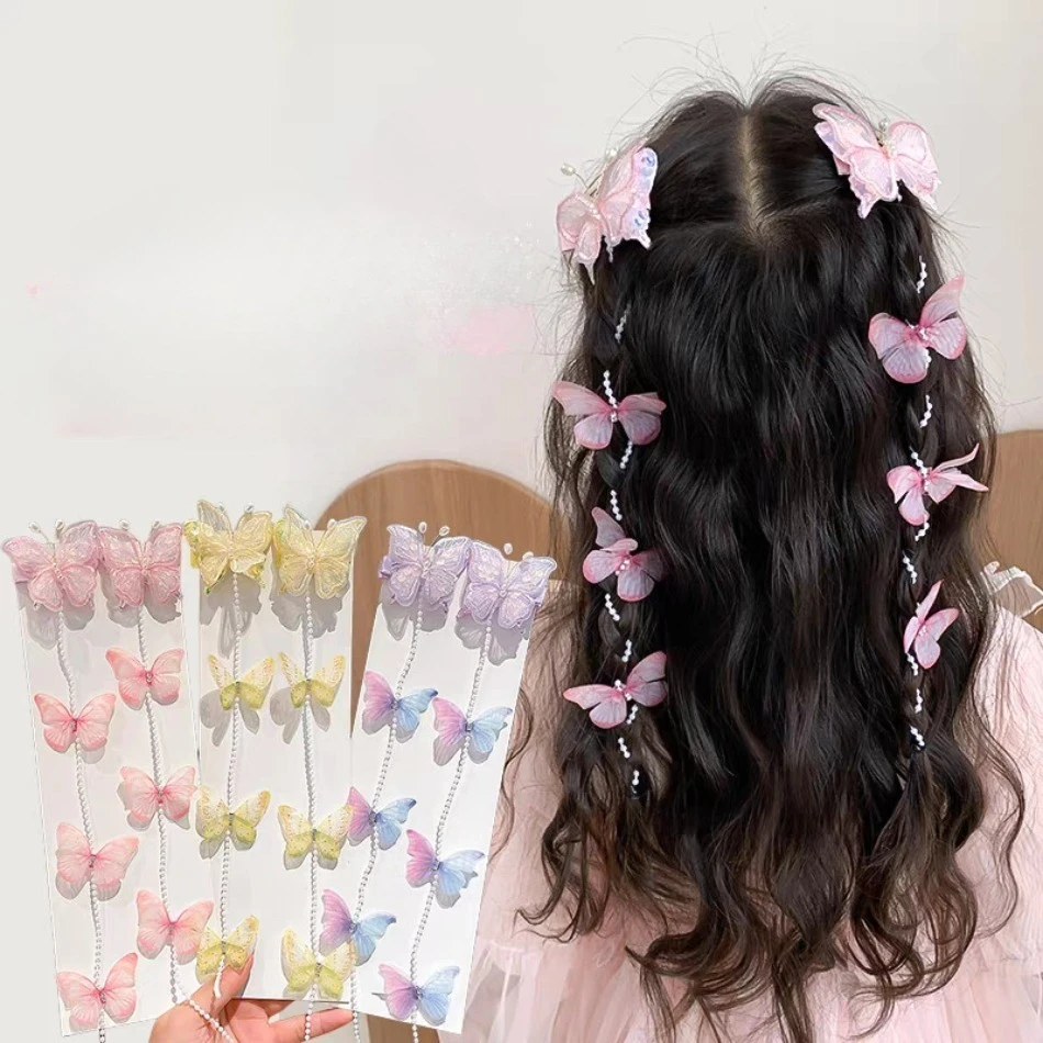 

Children's Colorful Flower Braided Hair Butterfly Crystal Chain Girl's Summer Braided Hair Artifact Baby Hair Accessories TM04