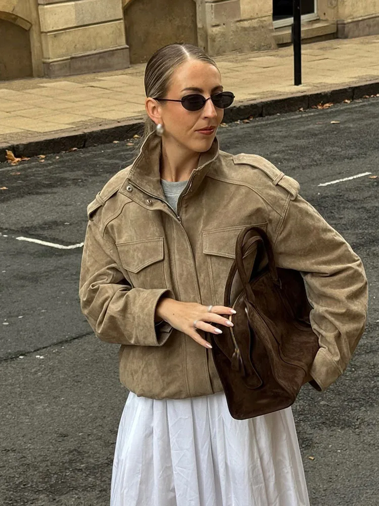 HH Giacche da donna di nuova moda autunno dolcevita solido maniche lunghe decorazione tascabile cerniera cappotti da strada femminili