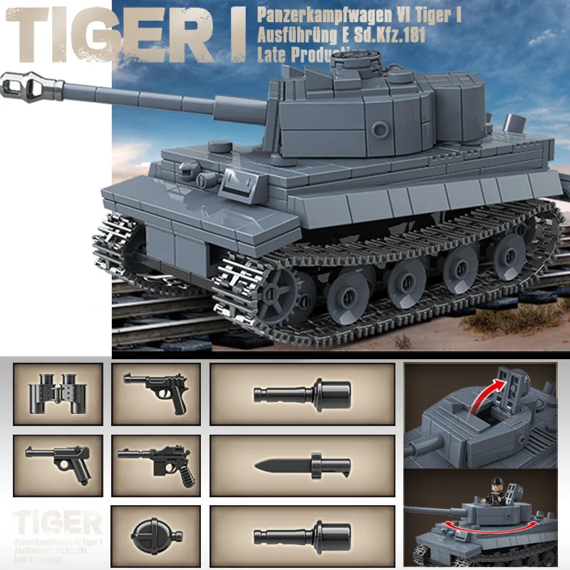 kpfw i segunda guerra mundial 1 veículo de combate blindado tigre mundo dos tanques bloco de construção menino carro brinquedo modelo presente aniversário garagem kit