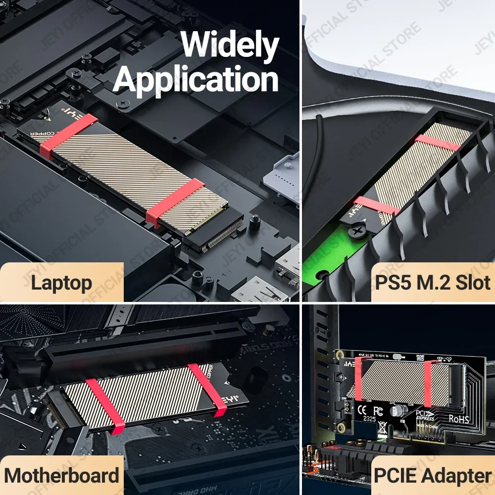 Miedziany radiator SSD JEYI M.2 z warstwą grafenową, chłodnica dysku SSD M2 NVMe NGFF 2280 do laptopa PC PS5