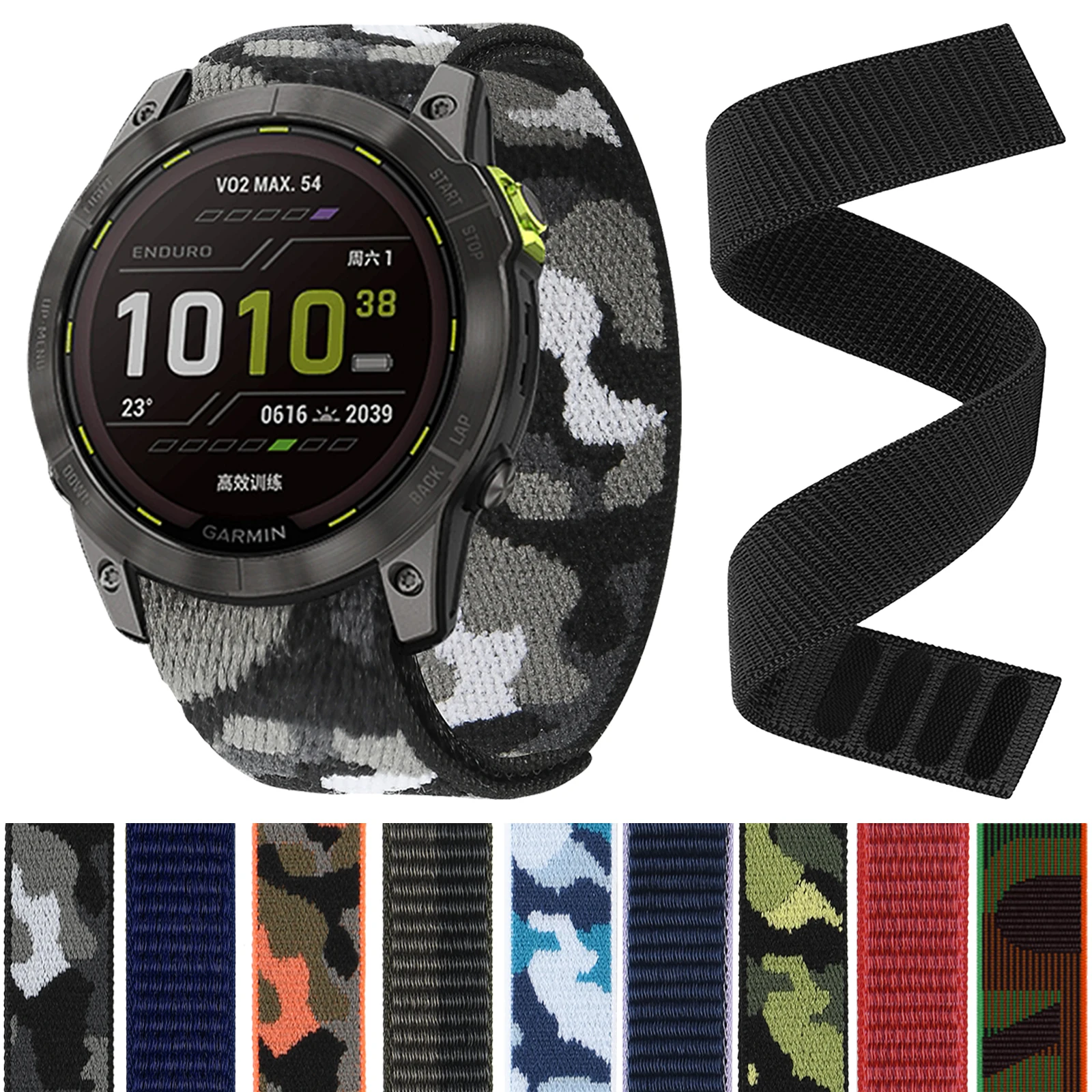 هوك حلقة 22 مللي متر 26 مللي متر حزام النايلون ل Garmin Fenix 8 7 8X 7X 6X Pro/Forerunner 970 965/Epix Pro Gen2 TACTIX 8 إندورو غريزة الفرقة