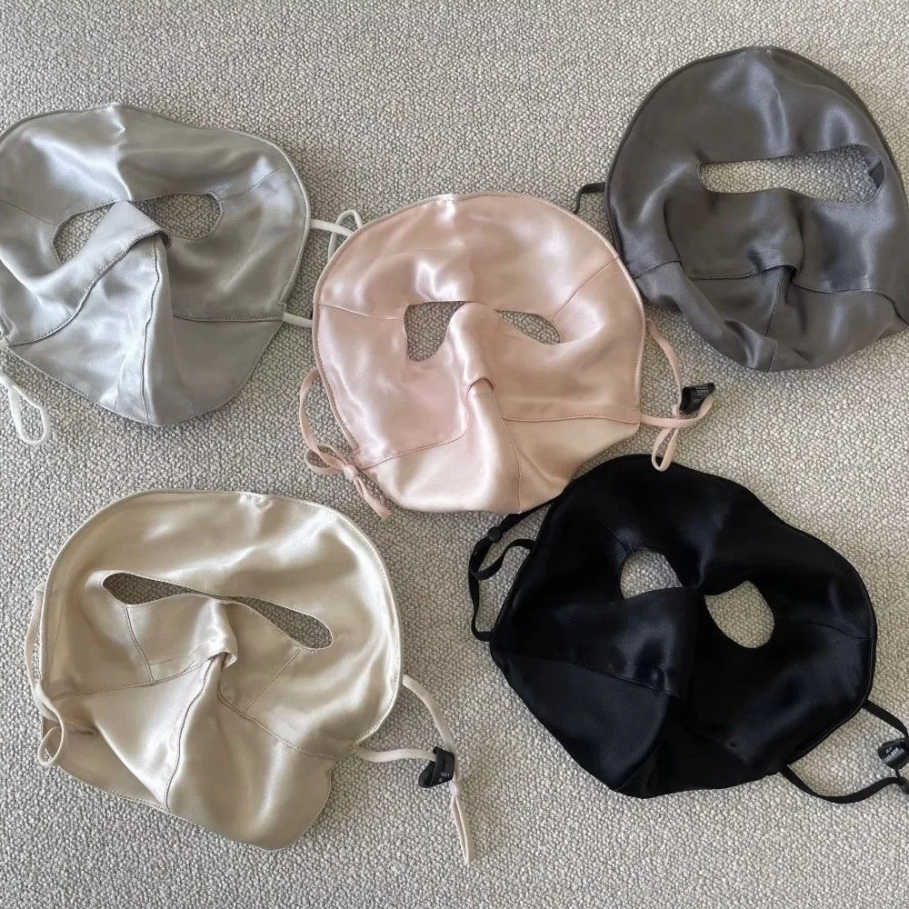 UV Protection Satin Face Mask Soft Touch Adjustable Ear Strap Reusable Face Cover Simulated Silk Sun Protection Mask Summer Use