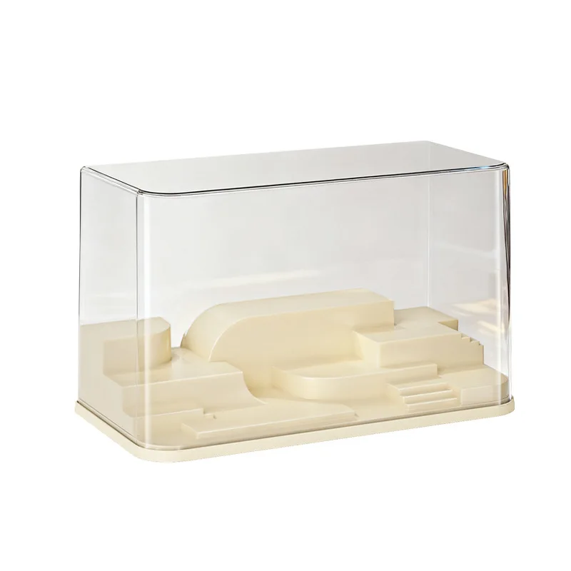Figure Display Case Figure Display Case PET Dustproof Desktop Storage Box Stackable Tiered Showcase For Blind Box Mini Figurine