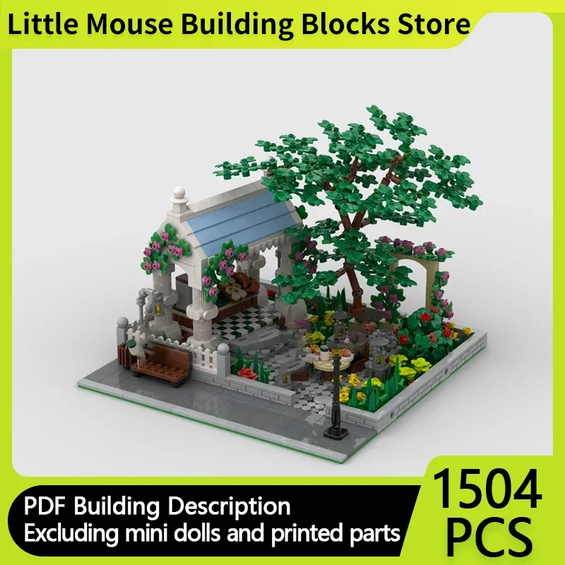 

City Street View Model MOC Building Bricks Garden With Coffee Shop Modular Technology Gifts Holiday Assemble Children Toys Suit