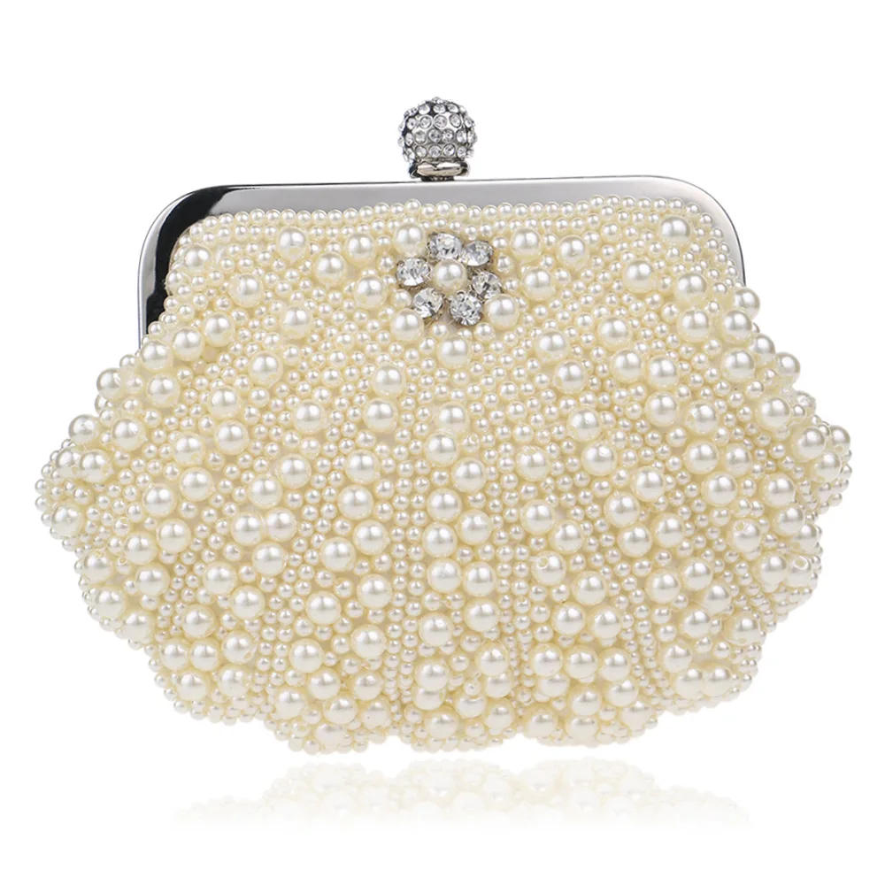 

2023 New Shell Pearl Rhinestone Dinner Bride Dress Bag Banquet Diagonal Small Bag Cocktail Party Handbag Evening Clutch Purse