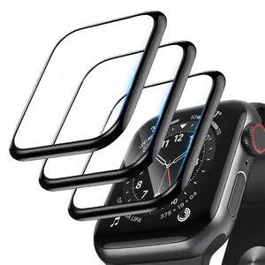 Bilashmart Soft Glass Apple Watch Screen Protector 44mm 45mm 41mm 38mm 42 9D HD Film iWatch series 6 5 3 8 7 9 se 40mm Accessories