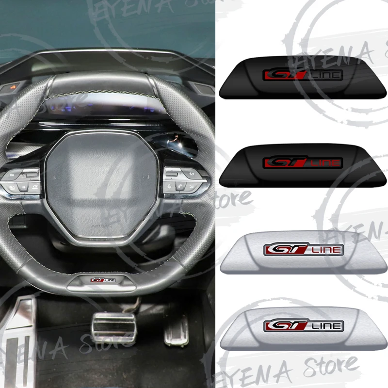 1pcs Car Metal Alloy GT LINE Logo Steering Wheel Sticker Emblem For 508 5008 4008 3008 308 PHEV Badge Decoration Styling