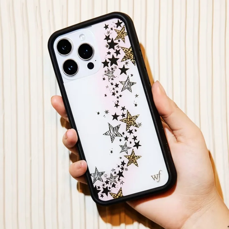 Чехол для телефона Wildflower Shiny Star Leopard Katie для iPhone 12 13 14 15 16 17 Pro Max Plus Air 17ProMax с рисунком зебры и клыками WF, задняя крышка