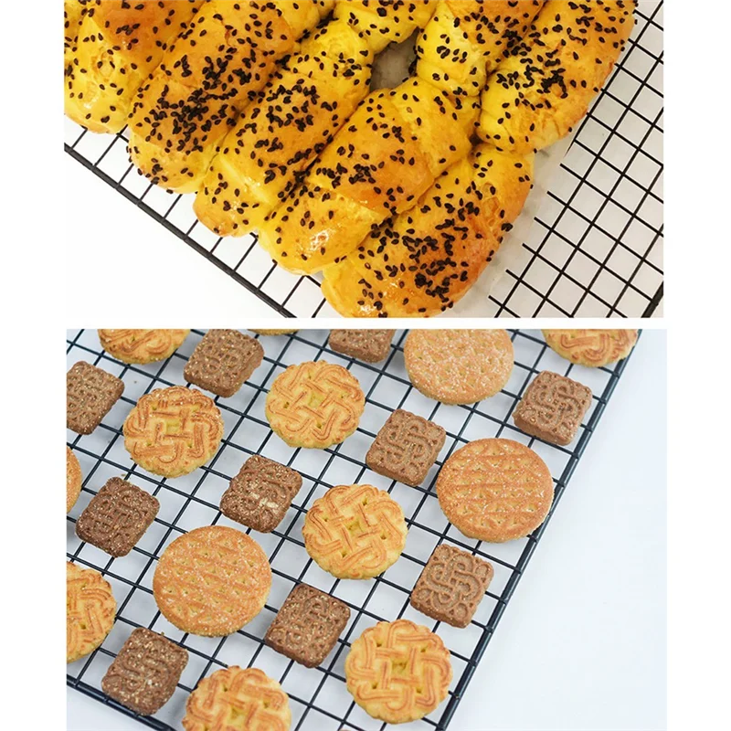 

Practical-3Pcs Cake Cooling Rack, Black Carbon Steel Bread Drying Net, Baking Tool, Non Stick Cooling Net, Baking Tray, Net Rack