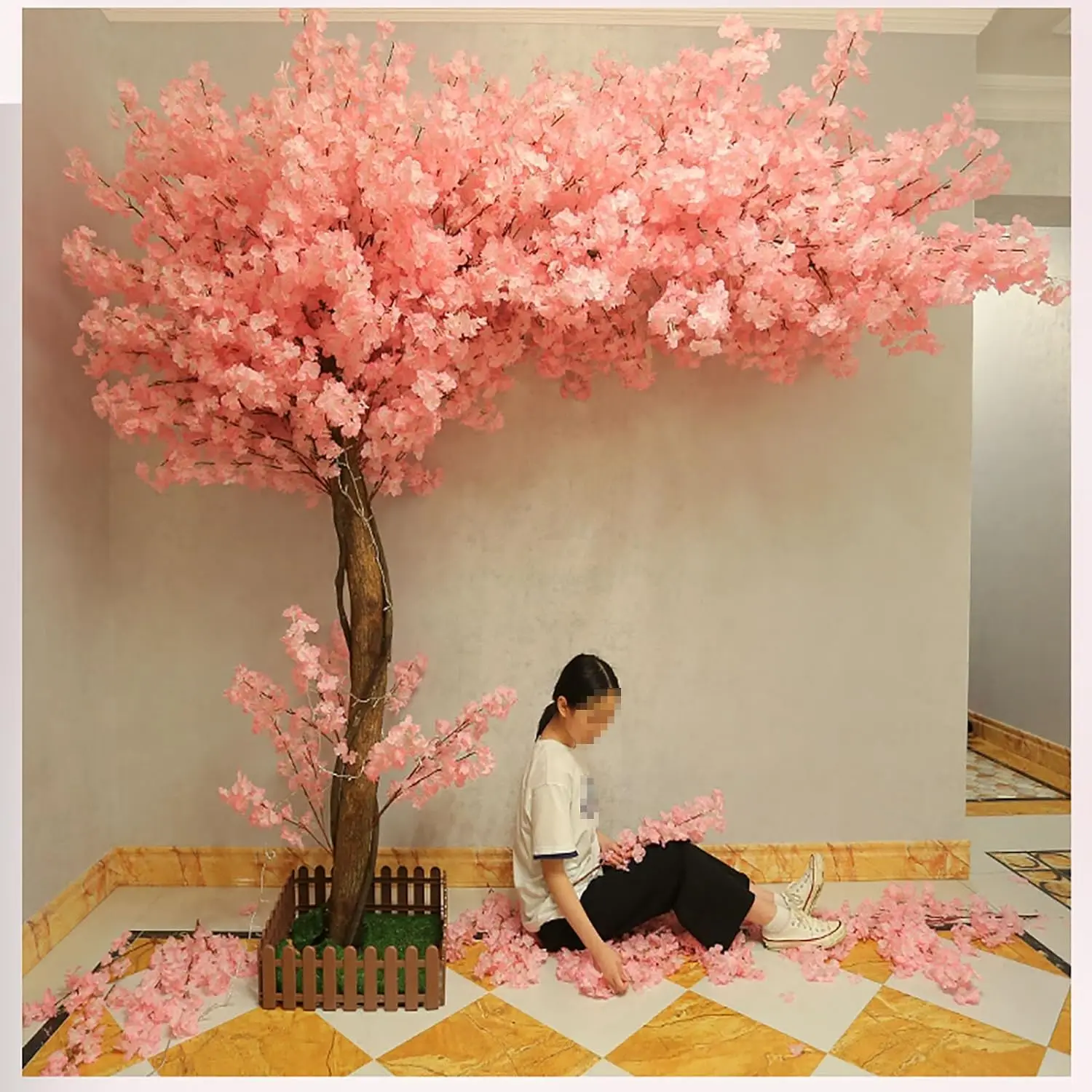 

Light Pink Artificial Cherry Blossom Tree Handmade Cherry Blossom Decor for Home Office, Party, Wedding Lifelike Silk Flowers