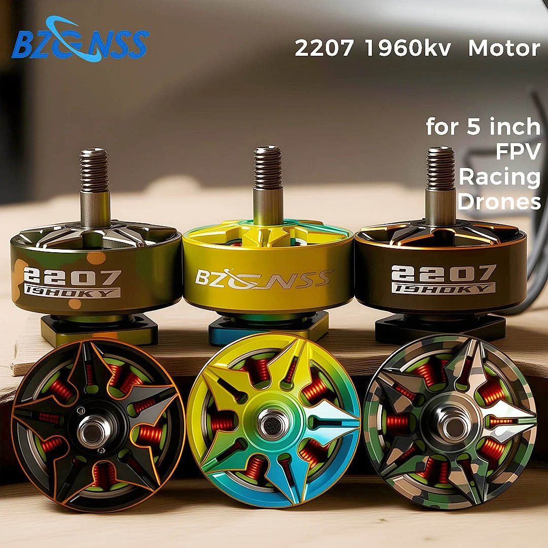 

BZGNSS 2207 1960KV brushless Motor - 6S Turbo-Cooled for 5 inch FPV Racing Drones | Smooth Freestyle Performance (Gradient Camo)