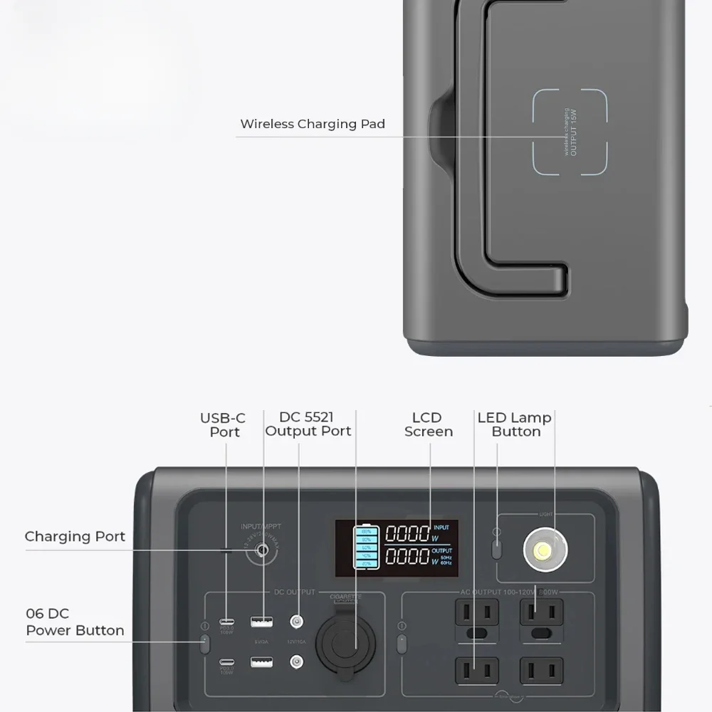 Portable Outdoor Power Energy Storage Battery Pure Sine Wave 1000w Portable Outdoor Power