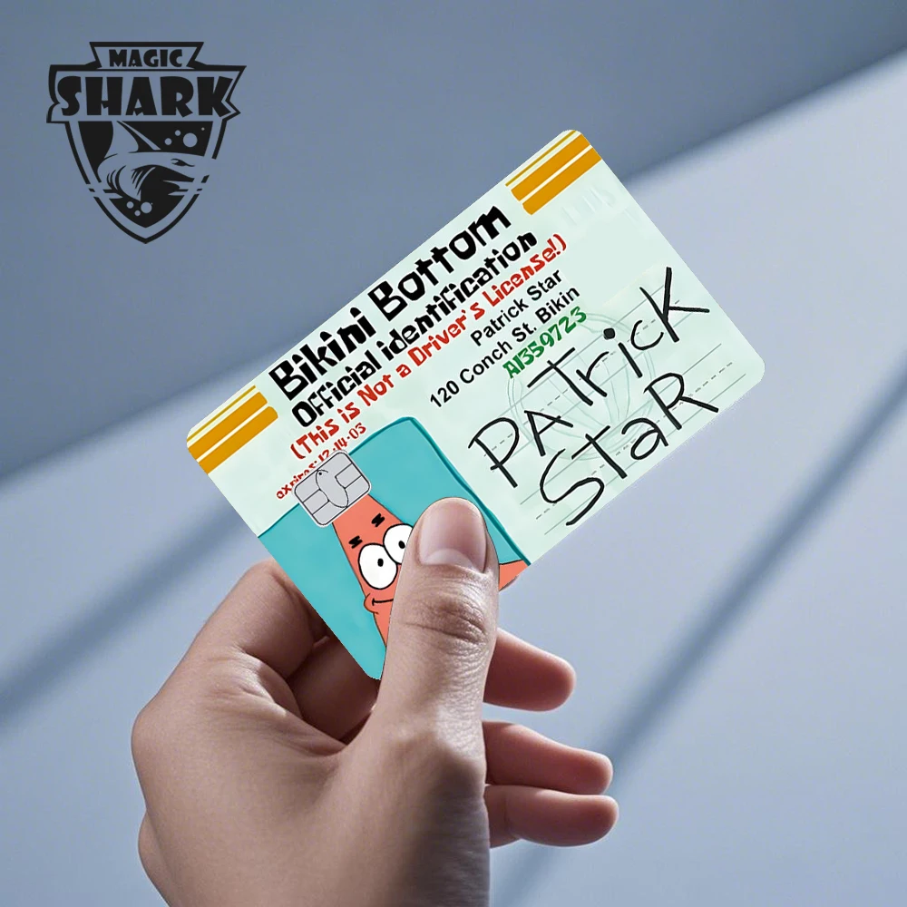 ماجيك القرش لطيف سبونجبوب باتريك ستارز كوبرات الكرتون ماتي بولي كلوريد الفينيل ملصق غطاء فيلم الجلد لبطاقة الائتمان البنك الخصم