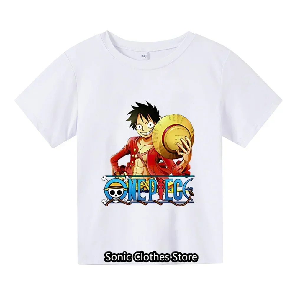 2024 Summer New Cartoon Anime Print Children's T-shirt 3-14 Year Old Boys and Girls Fashion Casual Short Sleeves