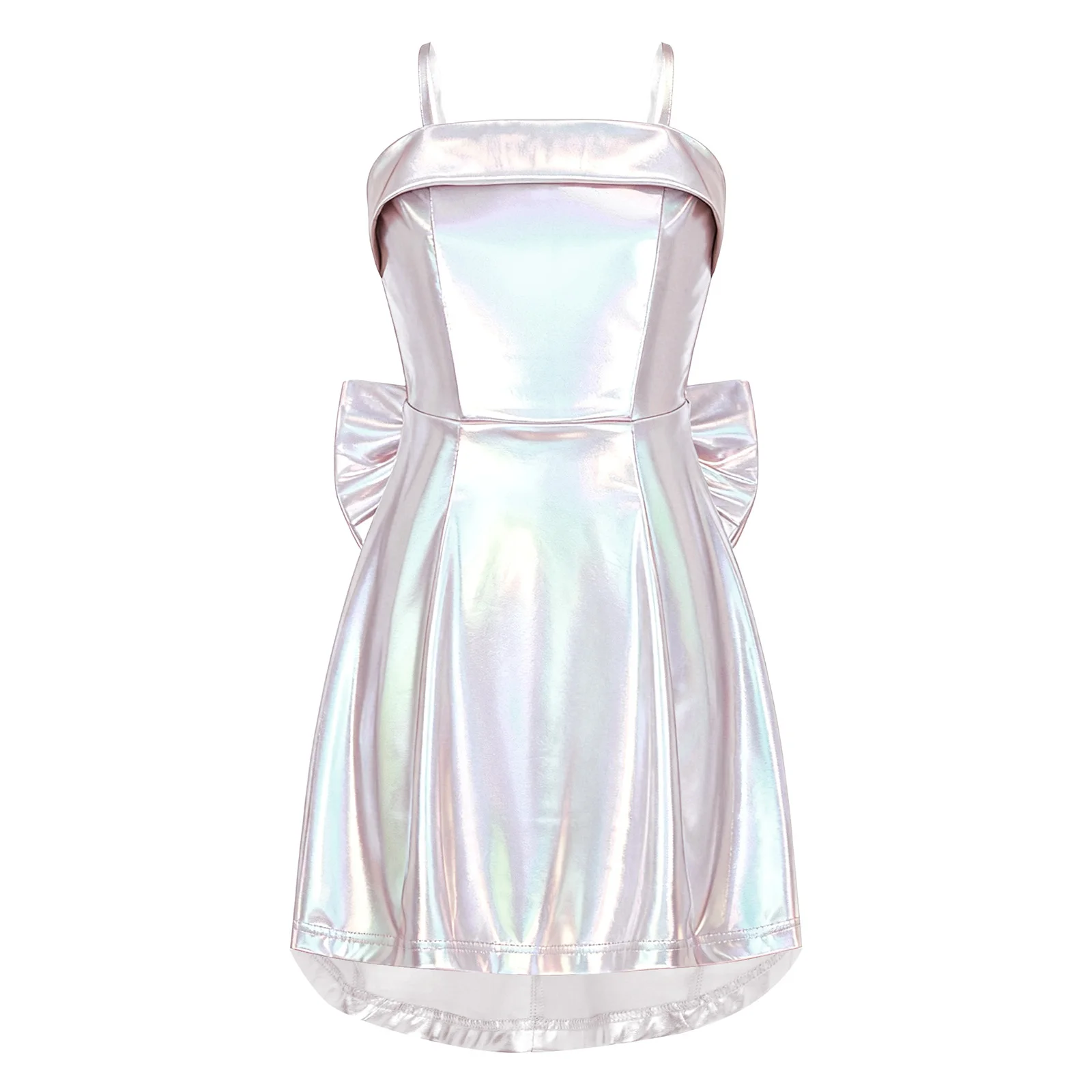 Criança salão de baile jazz dança dancewear vestido de baile meninas sem mangas vestido de festa moda streetwear metálico brilhante cami vestido a linha