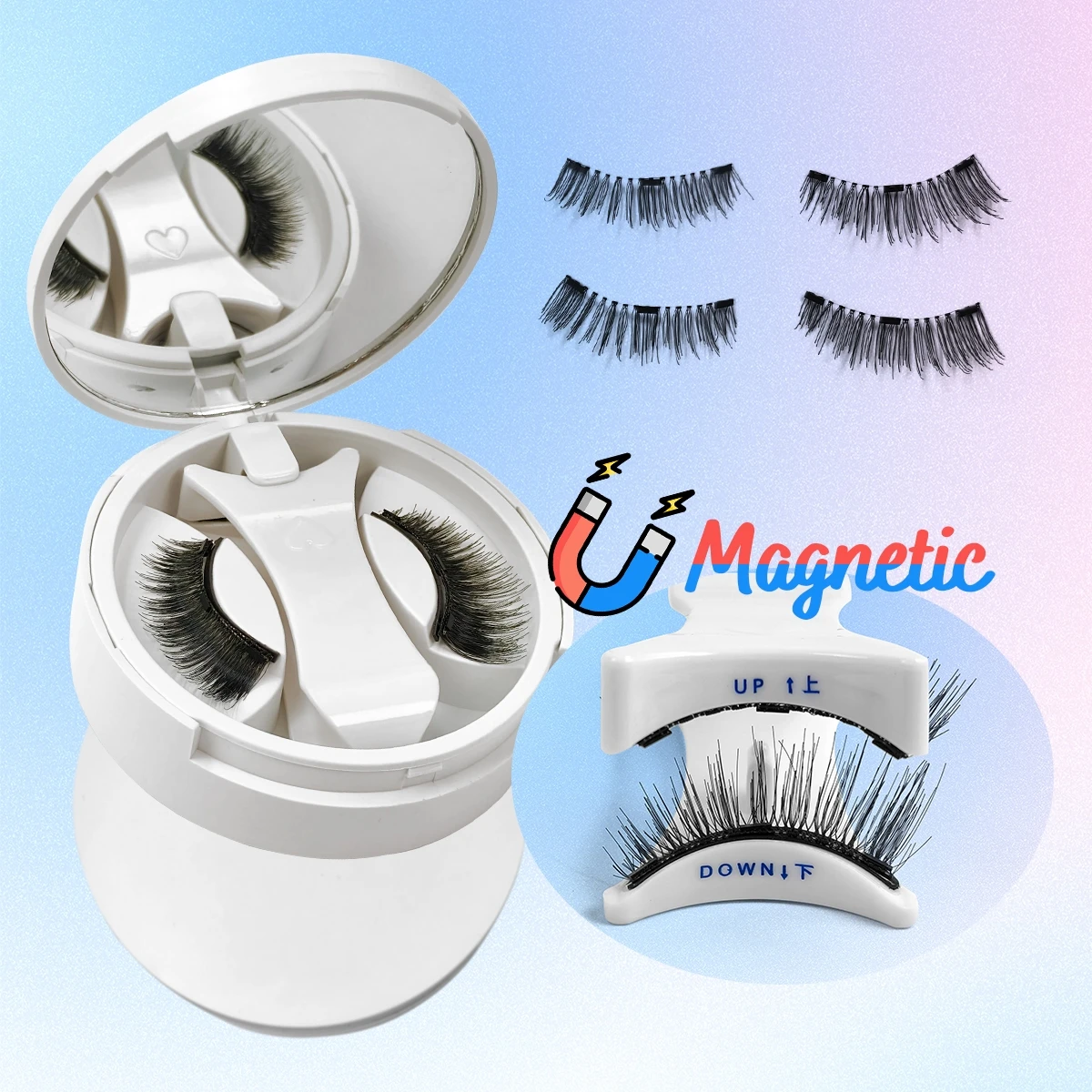

Многоразовые магнитные ресницы, натуральные 3-магнитные тонкие магнитные накладные ресницы, магнитные ресницы без клея с аппликатором