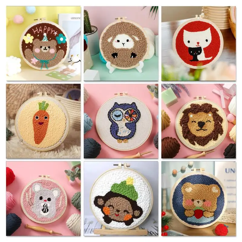 

Punch Needle Embroidery Starter Kits for Adults Beginners Animal Pattern Handmade Craft Set Includes Embroidery Hoop Cloth