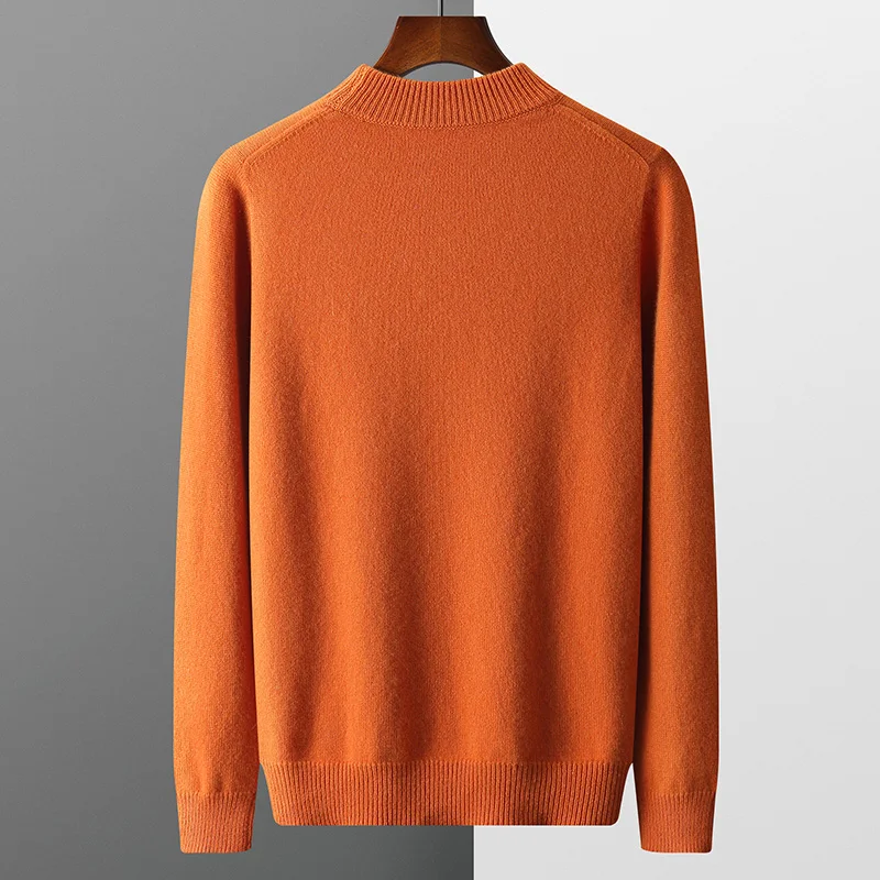 الرجال سترة الكشمير المعنقة 2025 الخريف/الشتاء جديد نصف عالية الرقبة متماسكة البلوز الكورية موضة فضفاضة رشاقته الأعمال ملابس رجالية غير رسمية #2