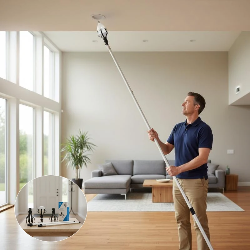 Telescopic Bulb Changer for Aerial Light Fixtures Convenient Removal Tool for Tall Ceilings