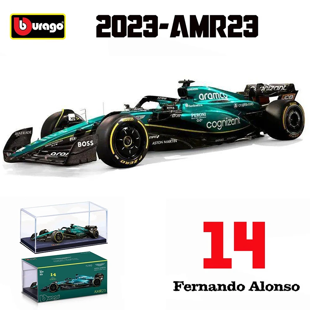 

Bburago 1:43 F1 Aston Martin Aramco F1 Team AMR23 2023 #14 Alonso #18 Stroll Alloy Car Die Cast Model Toy Collectible