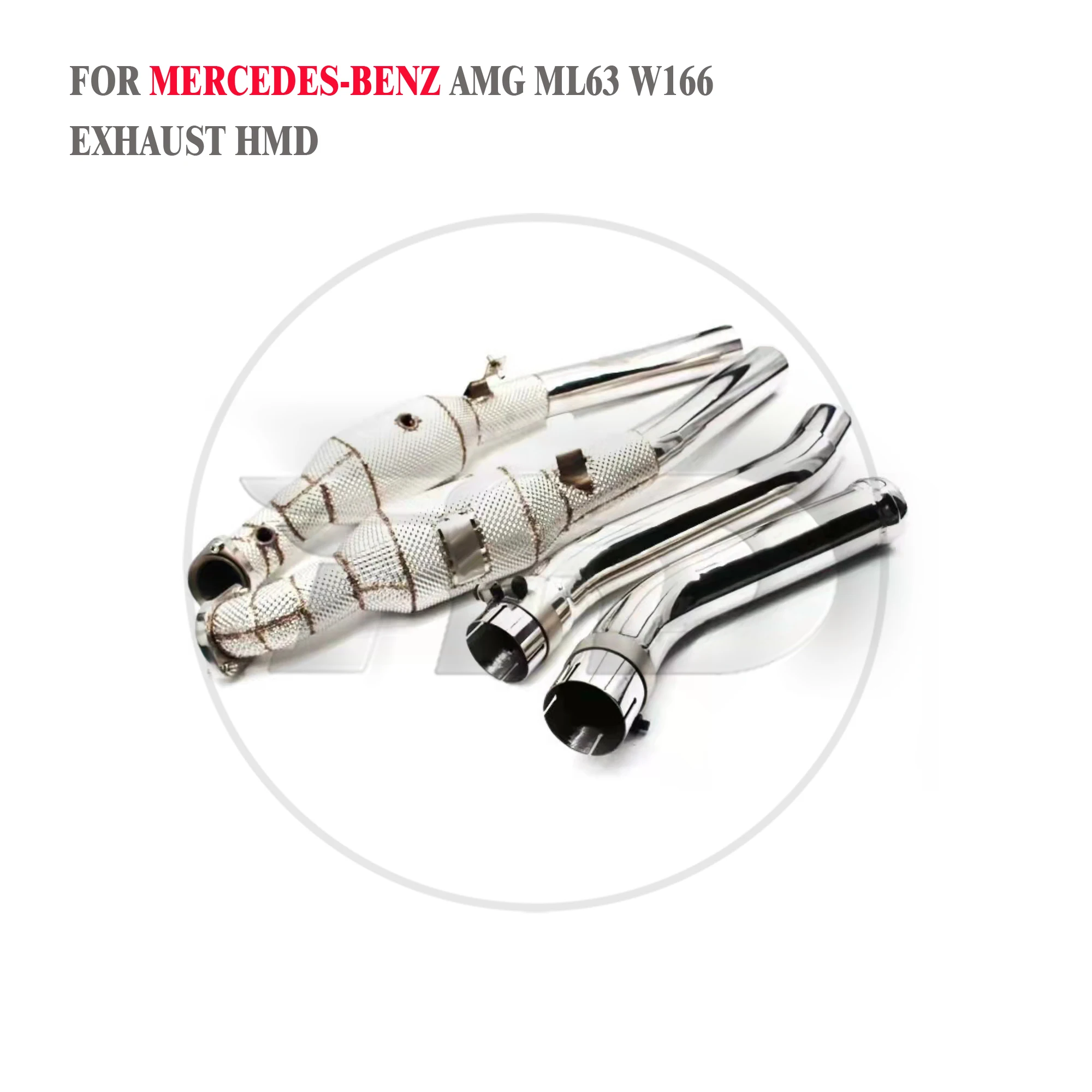メルセデスベンツML63 AMG W166排気システム用高品質ダウンパイプ ステンレス鋼製ヒートシールド ハイフローパフォーマンスHMD