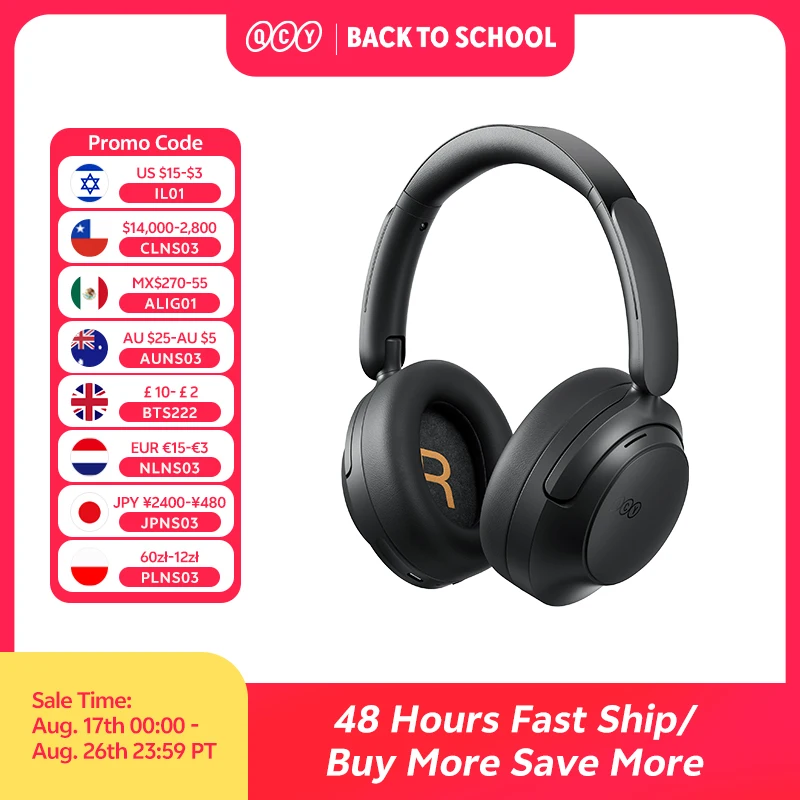 QCY H3S -56dB Adaptive ANC Over-Ear-Kopfhörer Hi-Res LDAC Spatial Sound Kabellose Kopfhörer Bluetooth 6.0 Dual-Treiber 102H Headset
