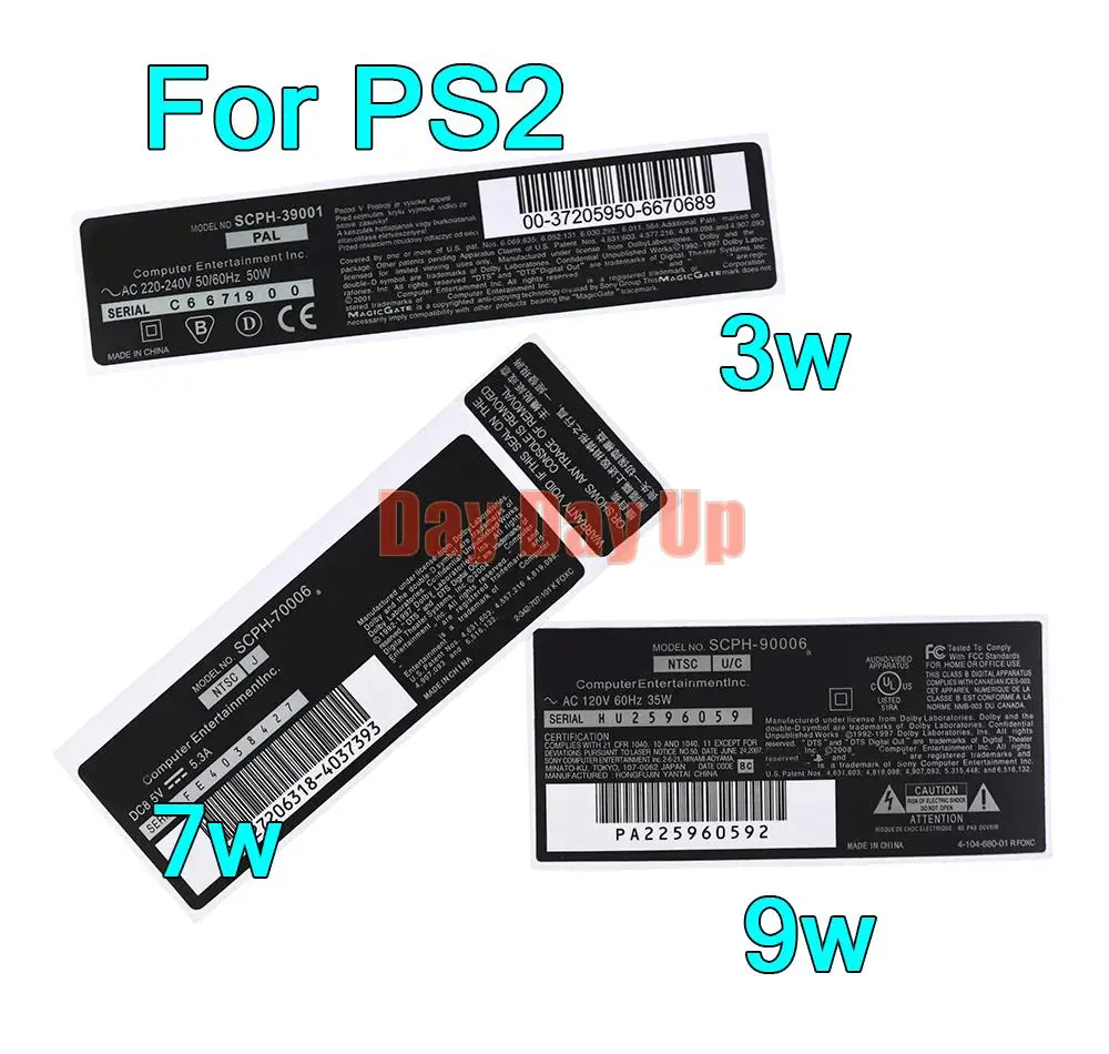 Наклейки для контроллеров консоли PS2, наклейки для PS2 7 Вт, 9 Вт, 3 Вт, 2 шт.