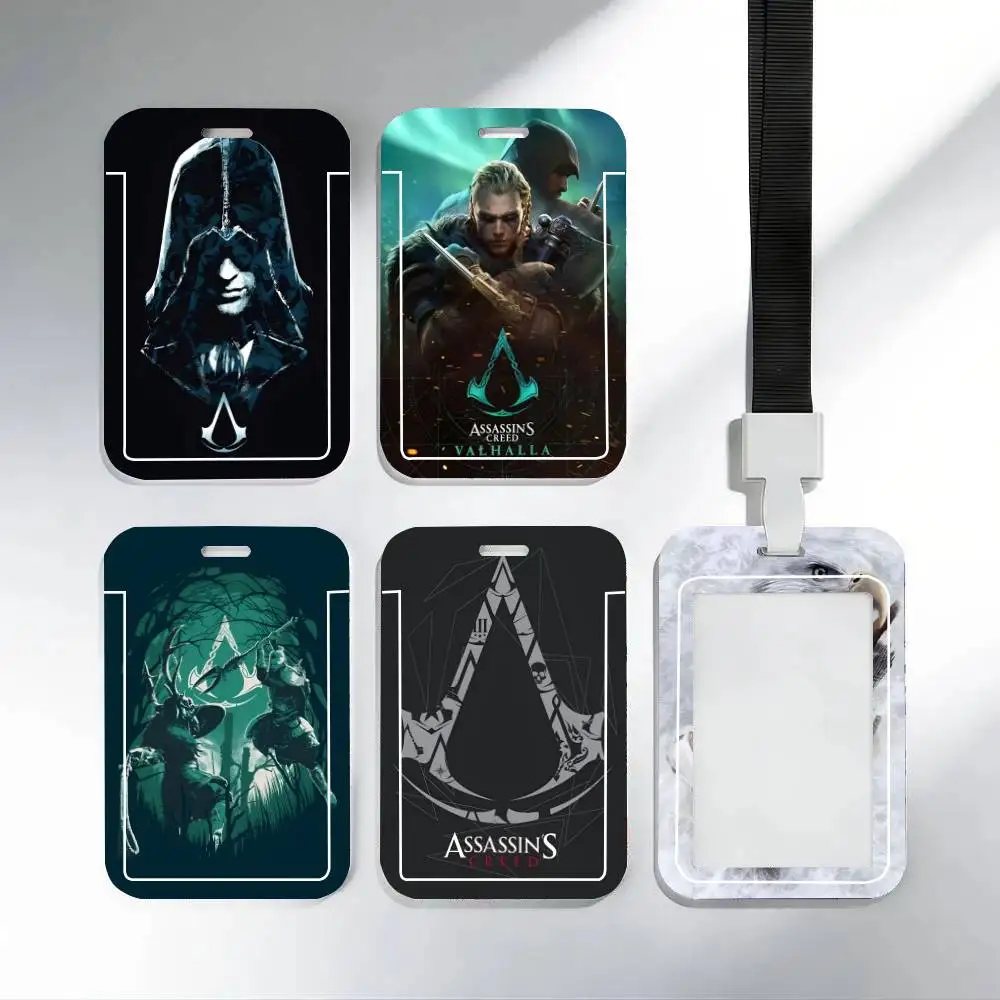 Porta Tarjetas de Identificación con Correa para el Cuello y Colgante de Assassin's Creed, Porta Credenciales de Trabajo, Llavero, Regalo