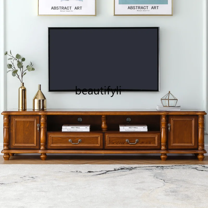 

American TV Cabinet Tea Table Combination Living Room Simple Solid Wood TV Stand