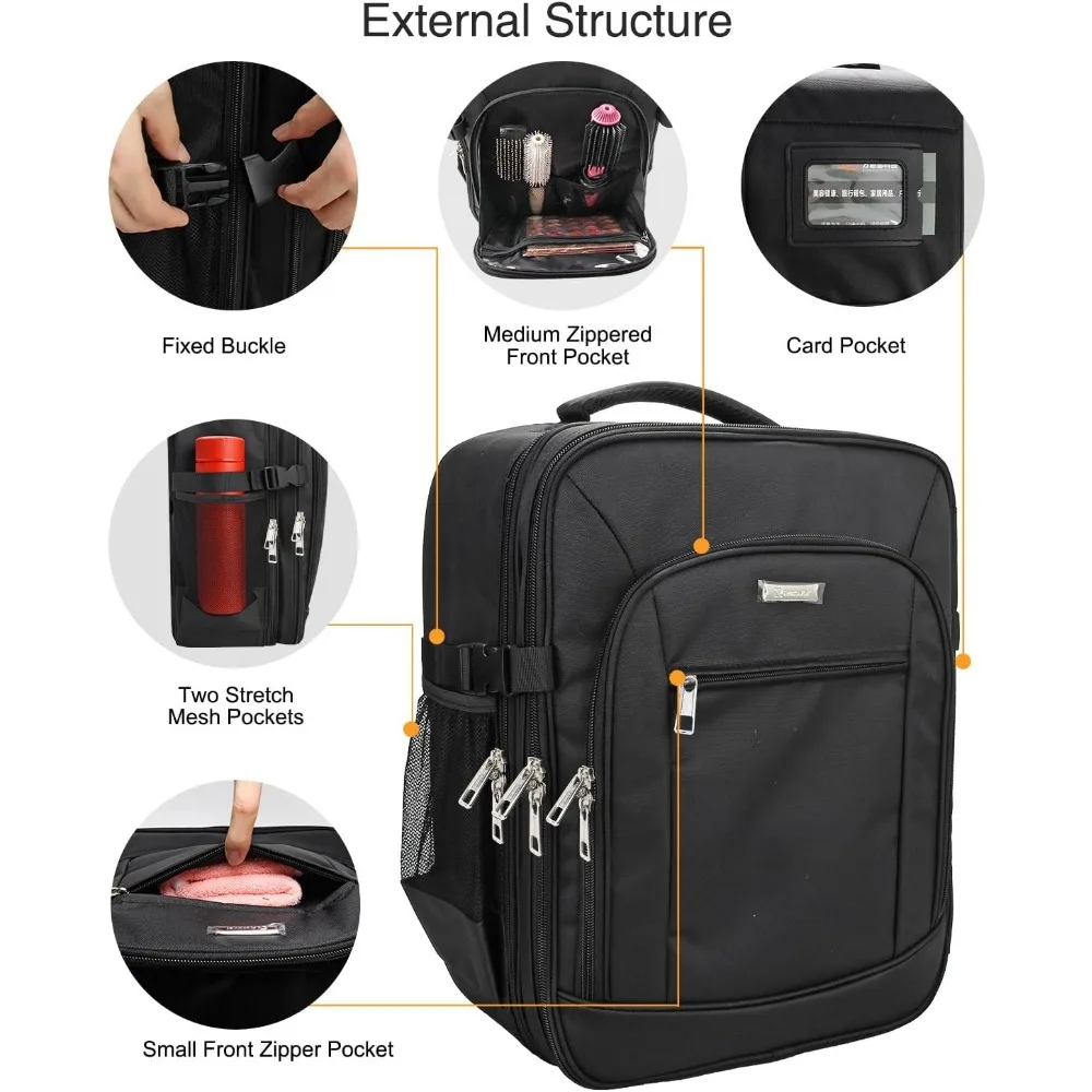 Professional Makeup Artist Backpack Extra Large Cosmetic Bag Travel Case Double Layer Storage Organizer with 4 Pouch Black