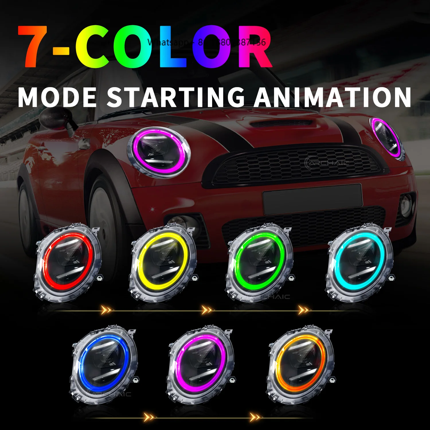 RGB Startup Animation LED Headlights Mini Cooper R56 R57 R58 R59 2007-2013 Plug and Play 12V Car Tuning