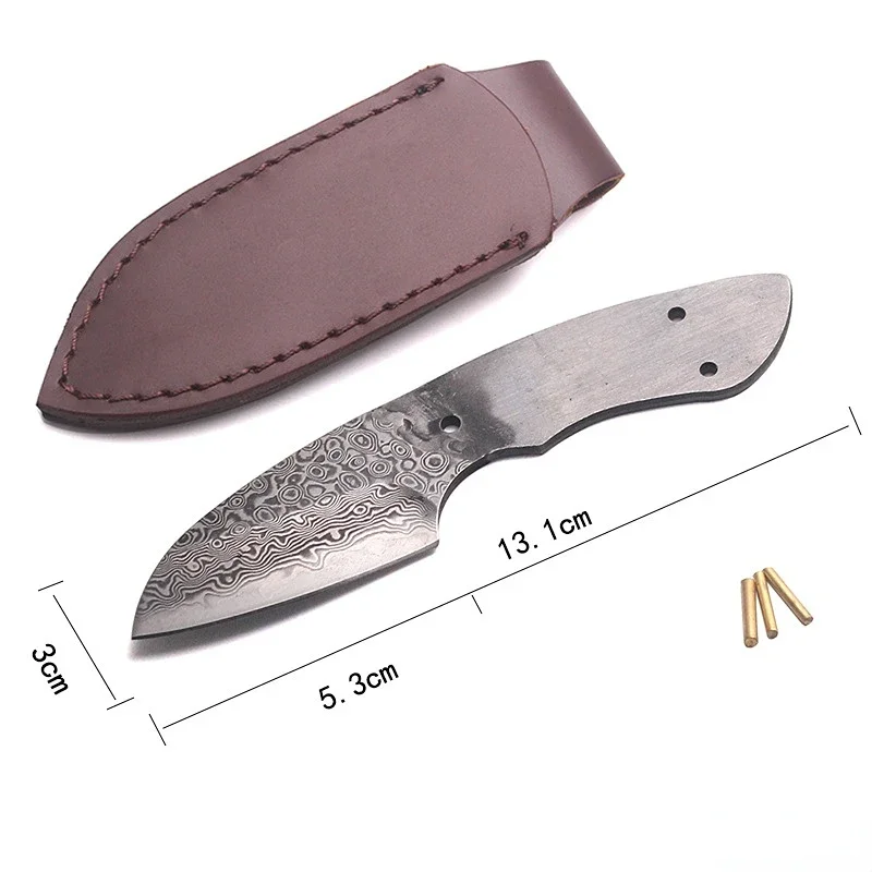 Dropship Outdoor Camping Fixed Blade Knife Blank Damascus Steel DIY Semi-finished  Knife Hunting Survival Tool Parts Accessories