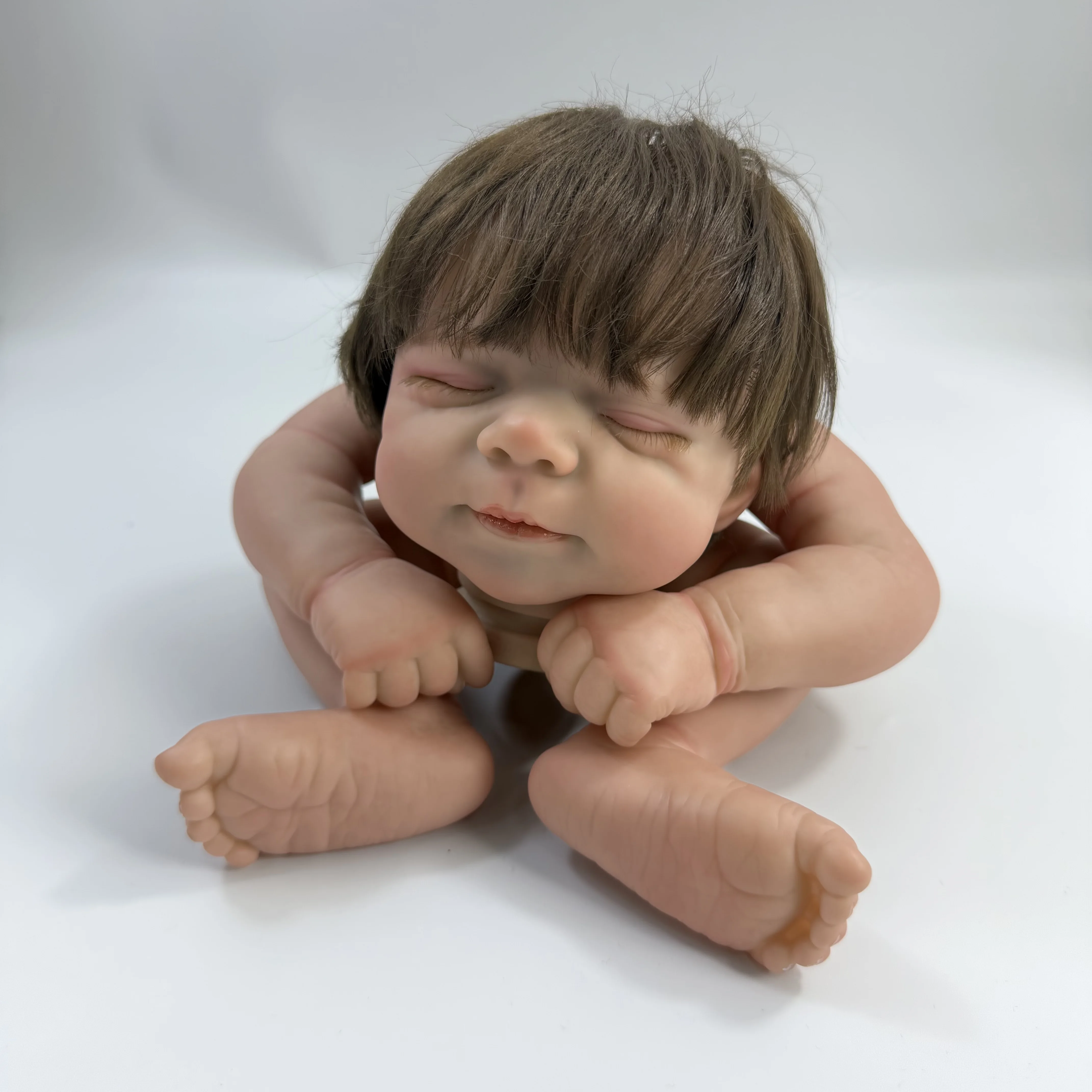 18 Inch Already Painted Vinyl Reborn Doll Kit Pascale Sleeping With Hair Transplant 3D Painted Skin Visible Veins Handmade Mold