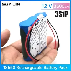 12V Battery 12.6V/11.1V 3500mAh 18650 3S1P Lithium-ion Battery Pack W/ BMS for Backup Power Ups CCTV Camerar Speaker Bluetooth