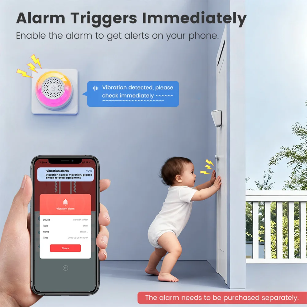 For Zigbee Vibration Sensor Wireless Glass Break Detector 3 IN 1 Detection Window Alarms Waterproof And Dustproof