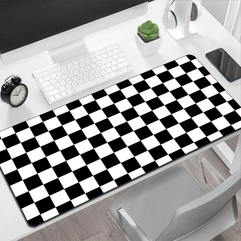 Black And White Checkered Mousepad Gamer Gaming Laptops Mausepad Mouse Pad Computer Mouse Ped Pc Accessories Rubber Mat Deskmat