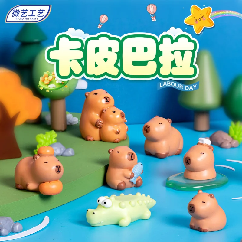 

Miniature Landscape Ornament Creative Cute Capybara Plush Figurine Resin Craft Car Desktop Decoration