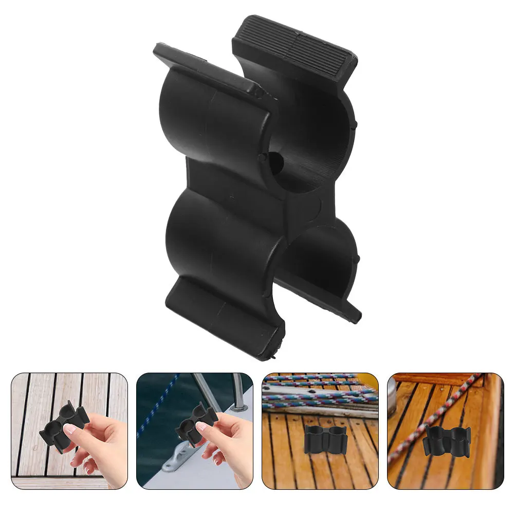 

2pcs Plastic Double Port Clips Double Pipe Clamp Marine Accessory Boat Rv Yacht Reliable Connection Fittings Fence Pipe