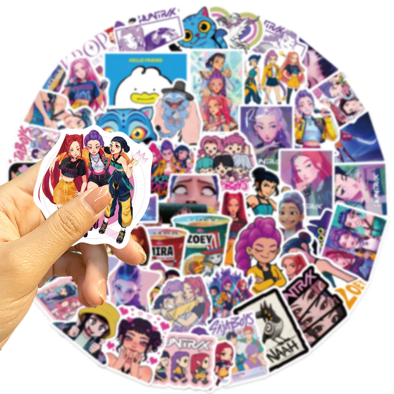 Массовые 60 шт. HUNTR/X DEMON HUNTERS граффити наклейки, водонепроницаемые клейкие наклейки для гитарного шлема, игрушки в подарок