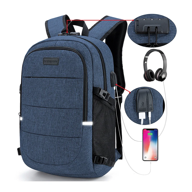 Fashionable Multi Pocket Neutral Backpack, Waterproof, Anti-theft, 14 Inch Computer Backpack, USB And Headphone Reserved Ports