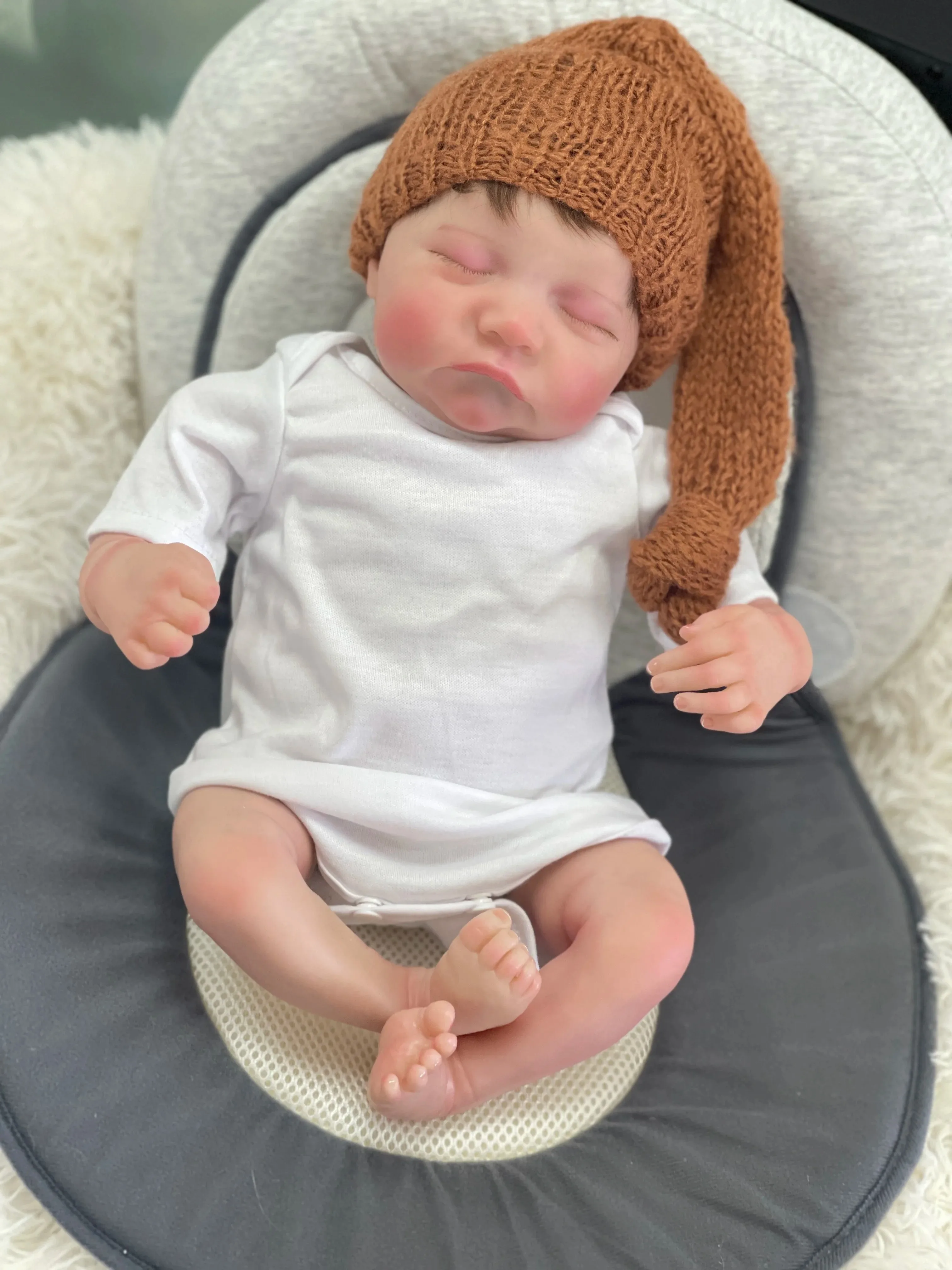 48 CM Levi Pasgeboren Slapen Reborn Babypoppen 3D Huid Meerdere Lagen Schilderen Zichtbare Aderen Hoge Kwaliteit Collectible Art Doll